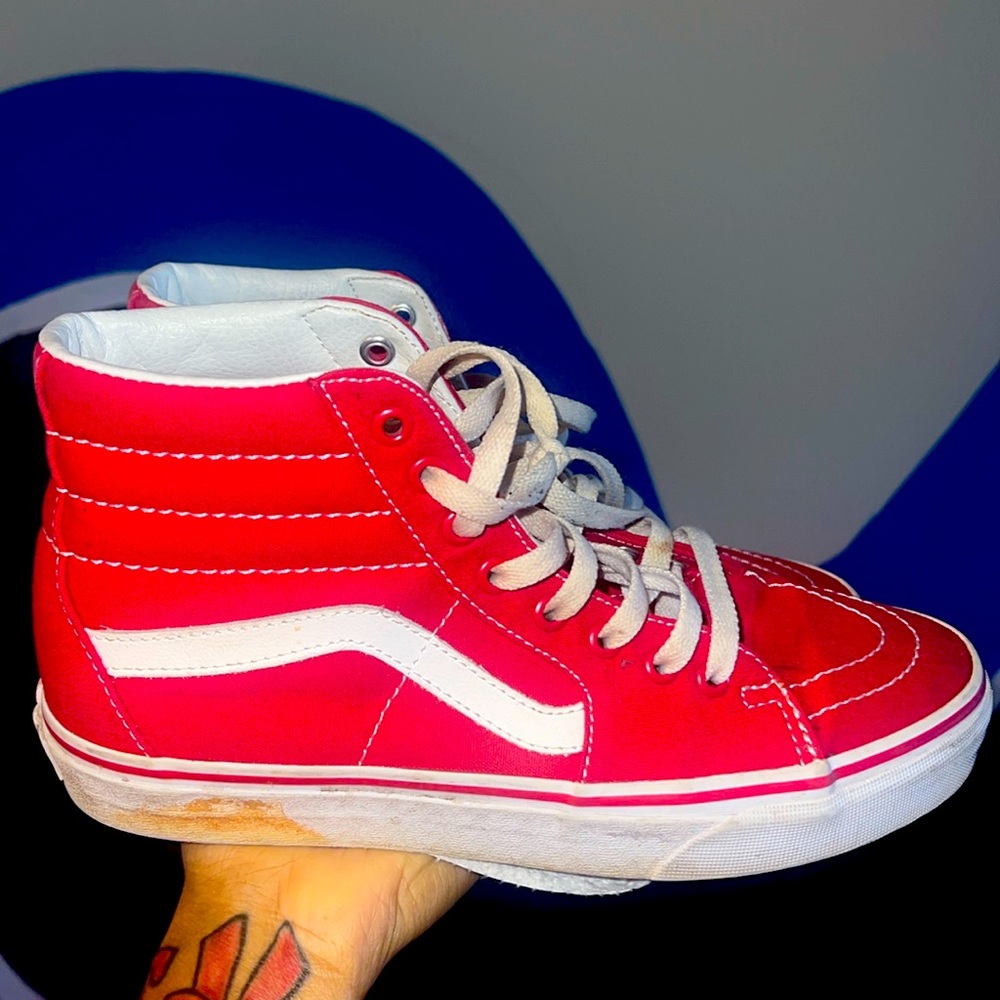 Red Hi-Top Vans
